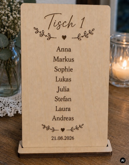 Personalisierter Tischaufsteller Hochzeit
